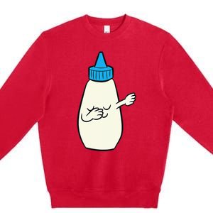 Funny Dabbing Mayonnaise Squeeze Bottle Dance Party Premium Crewneck Sweatshirt