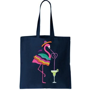 Flamingo Drinking Margarita Mexican Poncho Cinco De Mayo Tote Bag