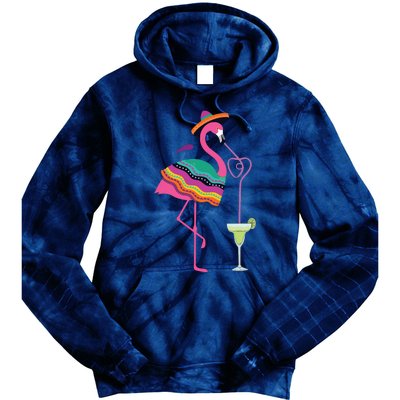 Flamingo Drinking Margarita Mexican Poncho Cinco De Mayo Tie Dye Hoodie