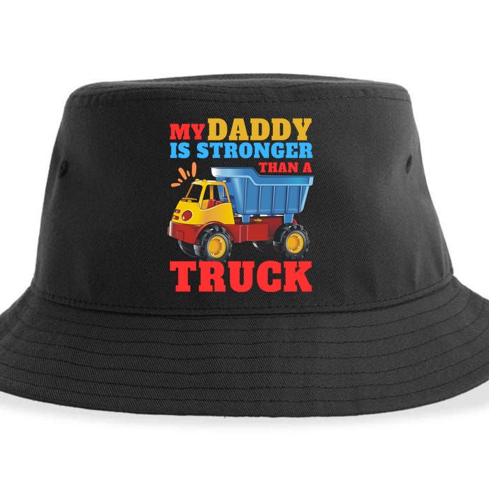 Father's Day My Daddy Is Stronger Than A Truck Trucker Dad Sustainable Bucket Hat