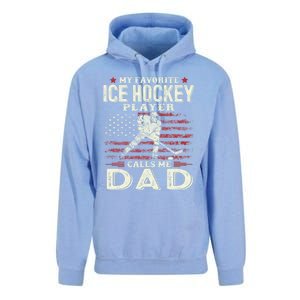 FatherS Day My Favorite Ice Hockey Player Calls Me Dad Flag Gift Unisex Surf Hoodie