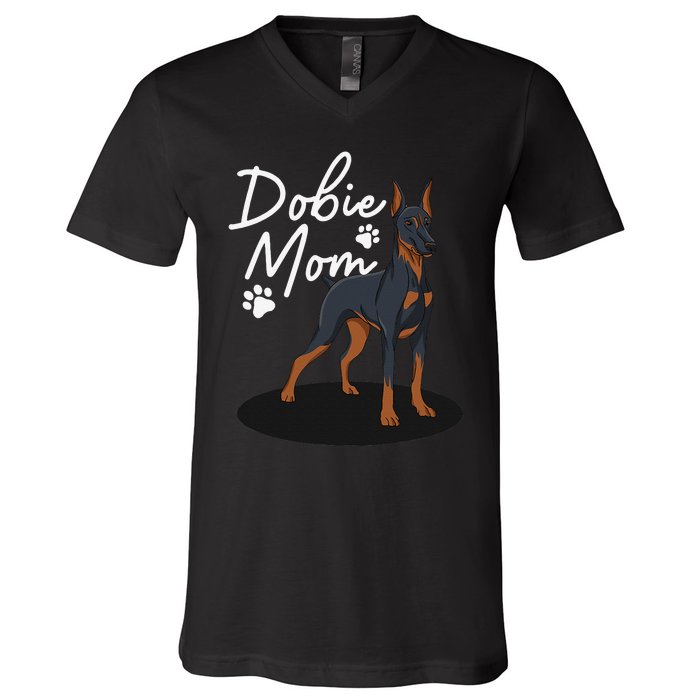 funny Doberman Mom For Mother Doberman Pinscher V-Neck T-Shirt