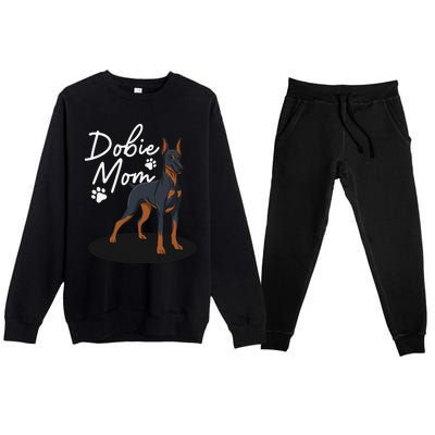 funny Doberman Mom For Mother Doberman Pinscher Premium Crewneck Sweatsuit Set