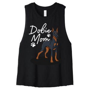 funny Doberman Mom For Mother Doberman Pinscher Women's Racerback Cropped Tank