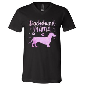 Funny Dachshund Mama For Dog Lovers V-Neck T-Shirt