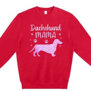 Funny Dachshund Mama For Dog Lovers Premium Crewneck Sweatshirt