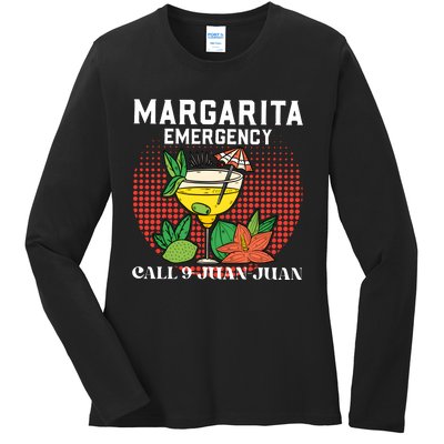 Funny Drinking Margarita Emergency Cinco De Mayo Ladies Long Sleeve Shirt