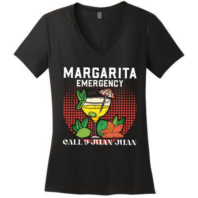 Funny Drinking Margarita Emergency Cinco De Mayo Women's V-Neck T-Shirt