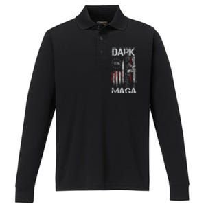 Funny Dark Maga 2024 Maga New! Dark Maga Performance Long Sleeve Polo