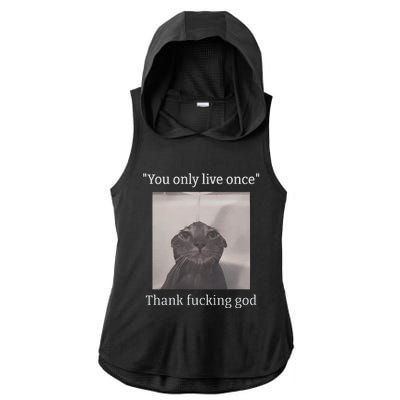 Funny Depressed Meme Cat Ladies PosiCharge Tri-Blend Wicking Draft Hoodie Tank