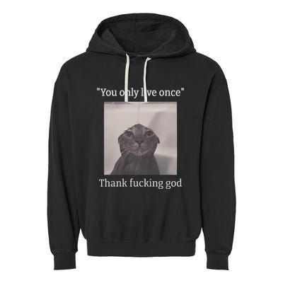 Funny Depressed Meme Cat Garment-Dyed Fleece Hoodie
