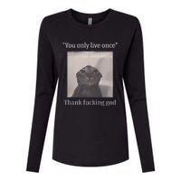 Funny Depressed Meme Cat Womens Cotton Relaxed Long Sleeve T-Shirt