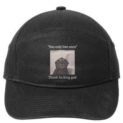 Funny Depressed Meme Cat 7-Panel Snapback Hat