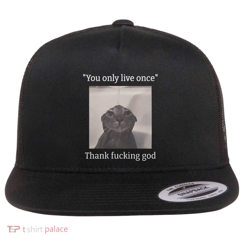 Funny Depressed Meme Cat Flatbill Hat