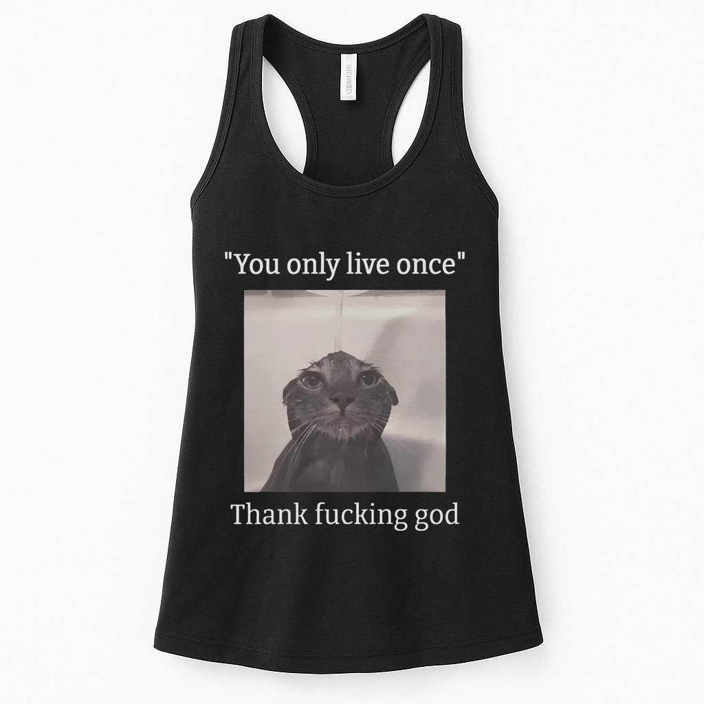 Funny Depressed Meme Cat Womens Tank Top