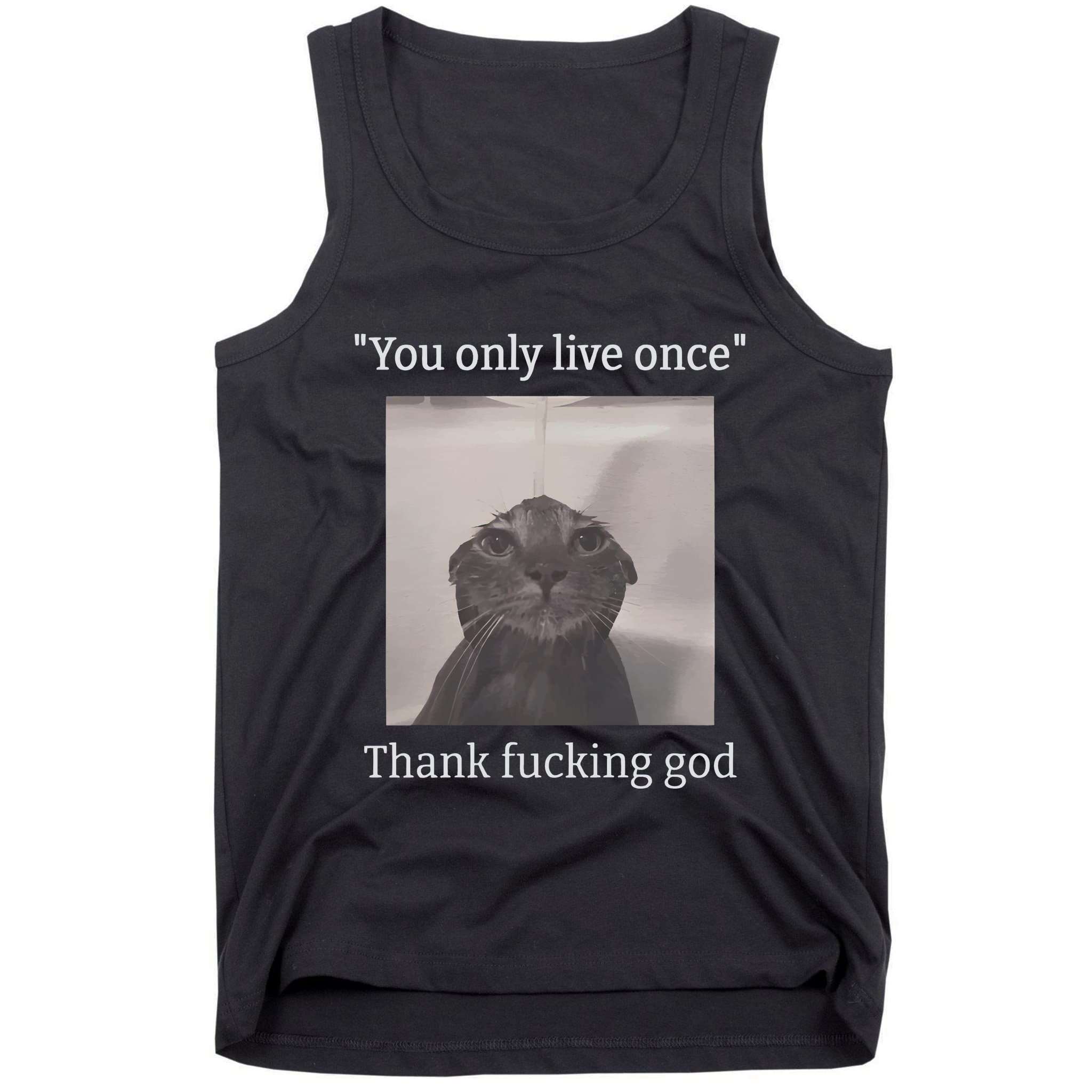 Funny Depressed Meme Cat Tank Top