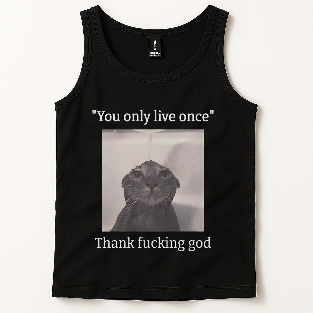 Funny Depressed Meme Cat Tank Top