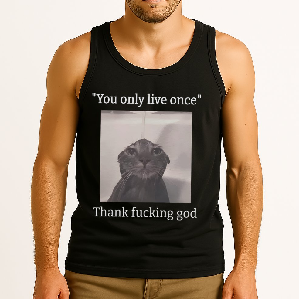 Funny Depressed Meme Cat Tank Top