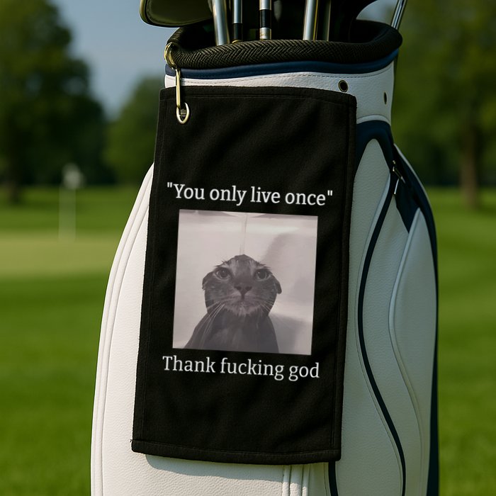 Funny Depressed Meme Cat Golf Towel