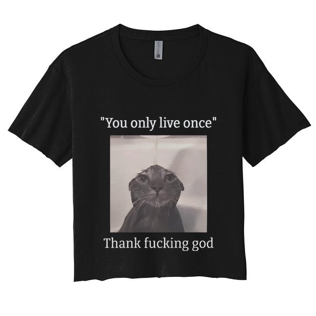 Funny Depressed Meme Cat Crop Top
