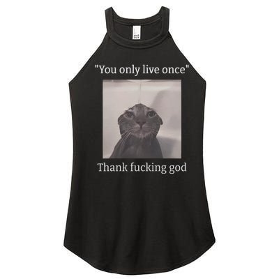 Funny Depressed Meme Cat Women’s Perfect Tri Rocker Tank