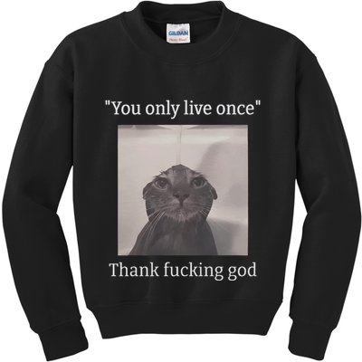 Funny Depressed Meme Cat Kids Sweatshirt