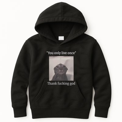 Funny Depressed Meme Cat Kids Hoodie