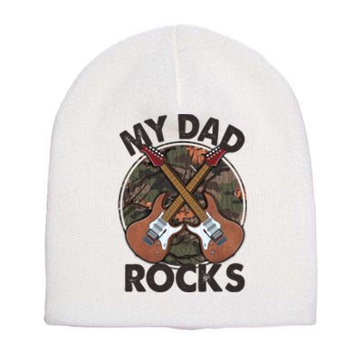 Father's Day My Dad Rocks Gift For Daddy Short Acrylic Beanie