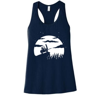 Forklift Driver Moon Background Funny ForkLift Truck Women's Racerback Tank