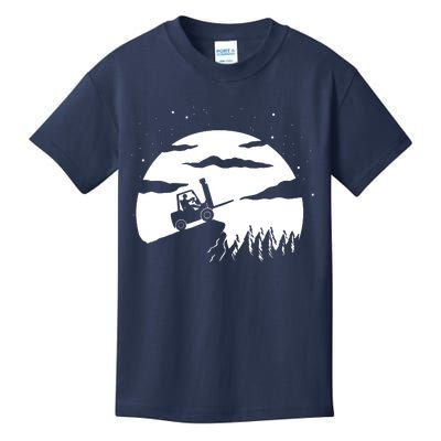 Forklift Driver Moon Background Funny ForkLift Truck Kids T-Shirt