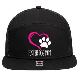 Foster Dog Mom Shirt Cute Dog Paw Heart 7 Panel Mesh Trucker Snapback Hat