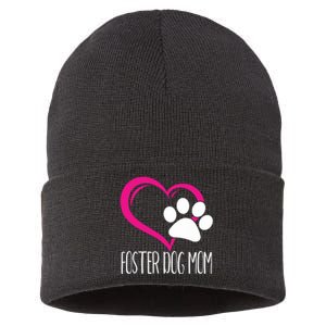 Foster Dog Mom Shirt Cute Dog Paw Heart Sustainable Knit Beanie