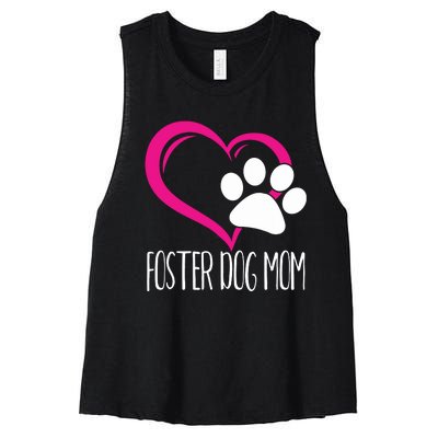 Foster Dog Mom Shirt Cute Dog Paw Heart Women's Racerback Cropped Tank