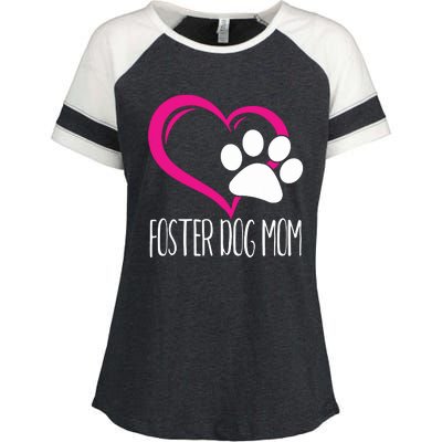 Foster Dog Mom Shirt Cute Dog Paw Heart Enza Ladies Jersey Colorblock Tee