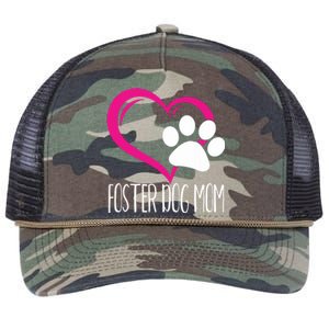 Foster Dog Mom Shirt Cute Dog Paw Heart Retro Rope Trucker Hat Cap