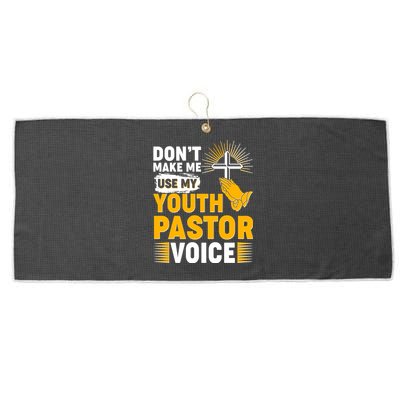 Funny Don't Make Me Use My Pastor Voice Large Microfiber Waffle Golf Towel