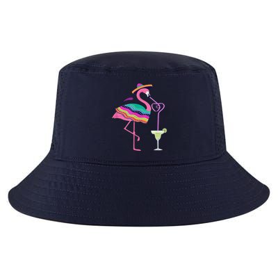 Flamingo Drinking Margarita Mexican Poncho Cinco De Mayo Cool Comfort Performance Bucket Hat