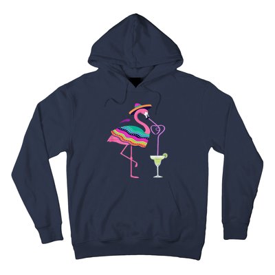 Flamingo Drinking Margarita Mexican Poncho Cinco De Mayo Hoodie