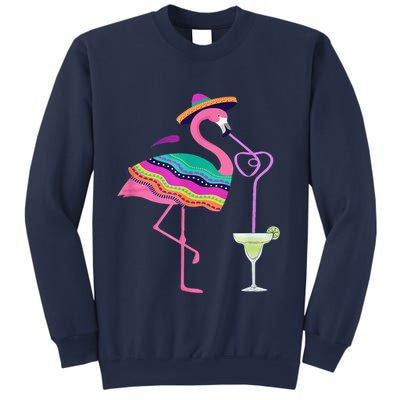 Flamingo Drinking Margarita Mexican Poncho Cinco De Mayo Sweatshirt