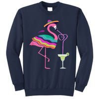 Flamingo Drinking Margarita Mexican Poncho Cinco De Mayo Sweatshirt