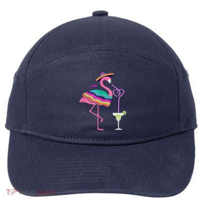 Flamingo Drinking Margarita Mexican Poncho Cinco De Mayo 7-Panel Snapback Hat
