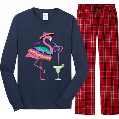 Flamingo Drinking Margarita Mexican Poncho Cinco De Mayo Long Sleeve Pajama Set