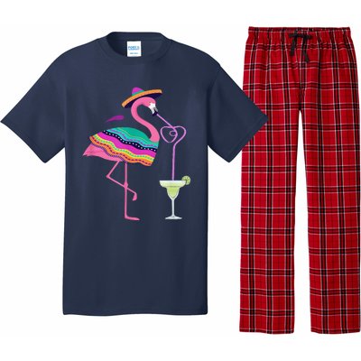 Flamingo Drinking Margarita Mexican Poncho Cinco De Mayo Pajama Set