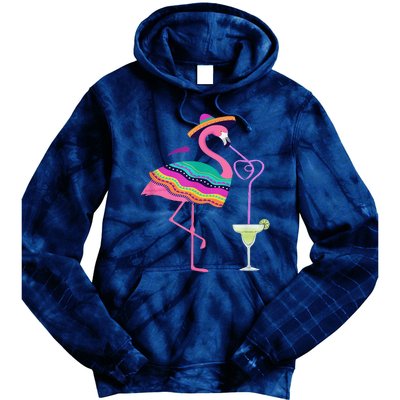 Flamingo Drinking Margarita Mexican Poncho Cinco De Mayo Tie Dye Hoodie