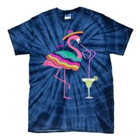 Flamingo Drinking Margarita Mexican Poncho Cinco De Mayo Tie-Dye T-Shirt