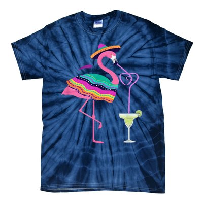 Flamingo Drinking Margarita Mexican Poncho Cinco De Mayo Tie-Dye T-Shirt