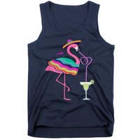 Flamingo Drinking Margarita Mexican Poncho Cinco De Mayo Tank Top