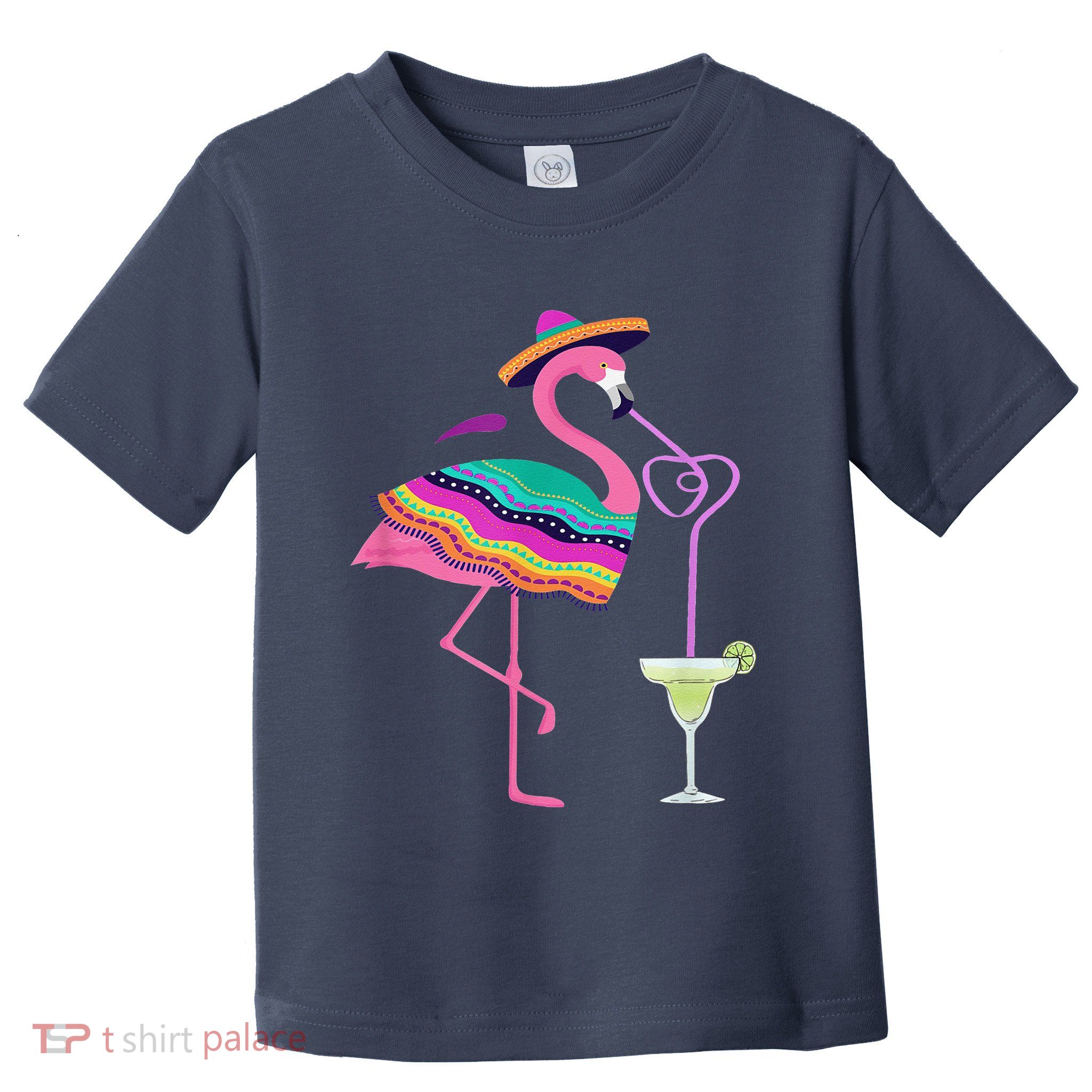 Flamingo Drinking Margarita Mexican Poncho Cinco De Mayo Toddler T-Shirt