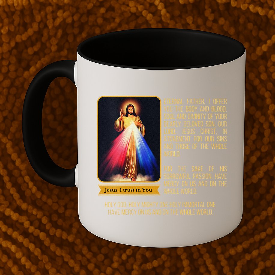Funny Divine Mercy Jesus Image Chaplet Novena Prayer Catholic Mug