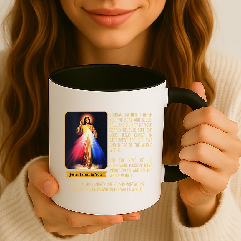 Funny Divine Mercy Jesus Image Chaplet Novena Prayer Catholic Mug